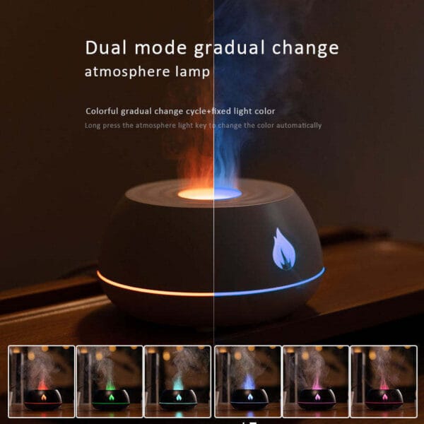 Flame Humidifier Aromatherapy Diffuser 7 Colors Light Home Air Humidifier 130ML USB Room Fragrance Essential Oil Diffuser - Image 3