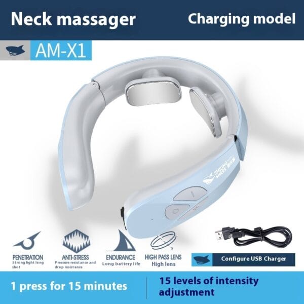 Electric Neck Massager EMS Pulse Rechargeable USB Cervical Traction Therapy Massage Stimulator Pain Relief Heating Function - Image 7