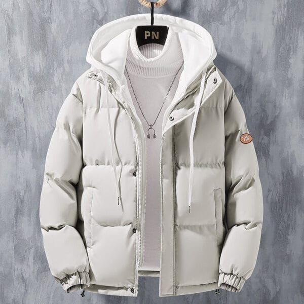 Fashion Hooded Jacket Men Winter Windproof Two-piece Coat Solid Leisure Sports Cotton Jacket - Image 5