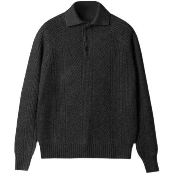 Men's Lapel Knitted Sweater Winter Pullover Long-sleeved Top Clothes - Image 6